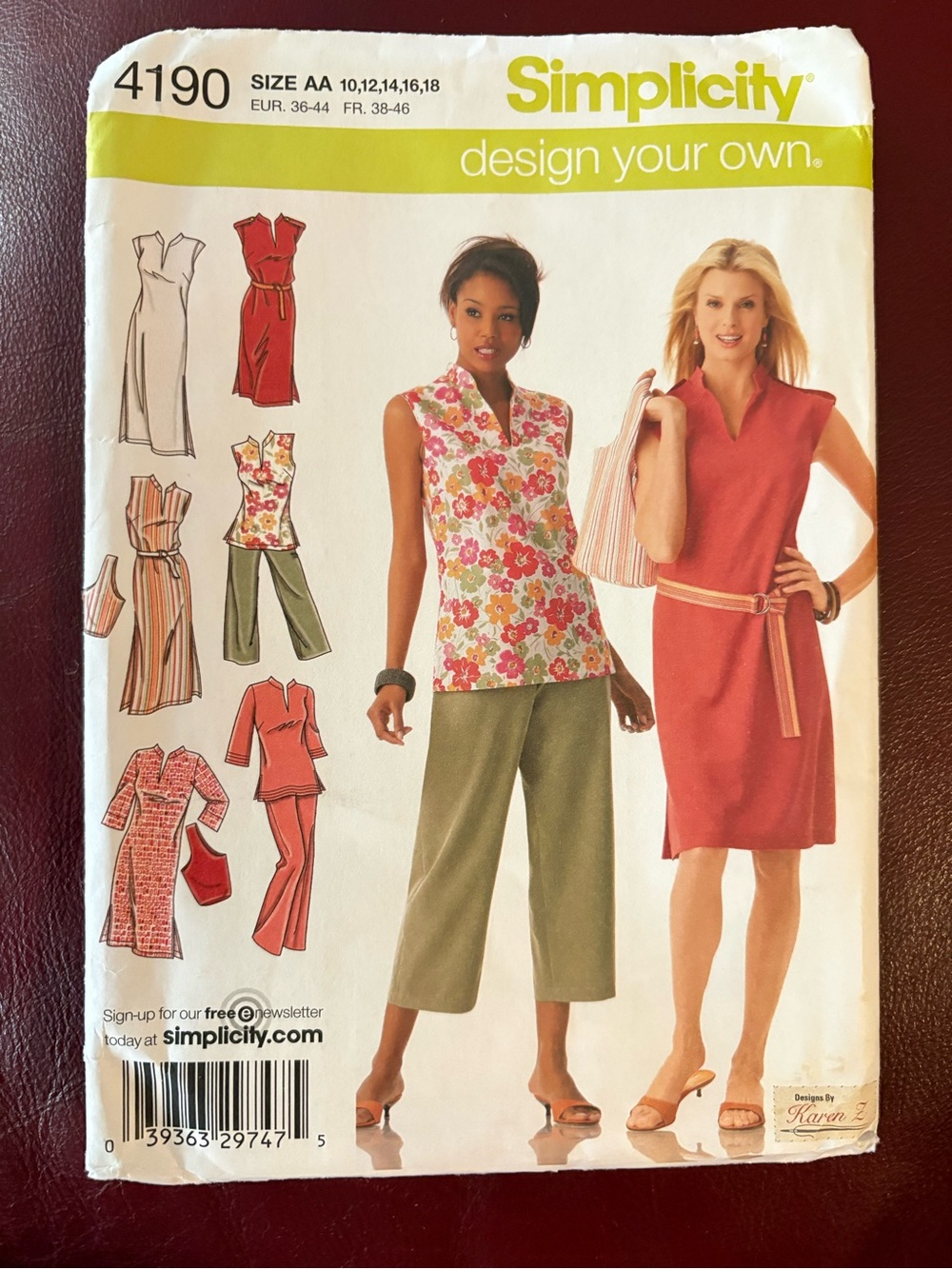 Simplicity Pattern 4190 AA for Misses’ Outfits